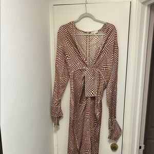 Ronny Kobo Stylish Checkered Dress Silk Size M